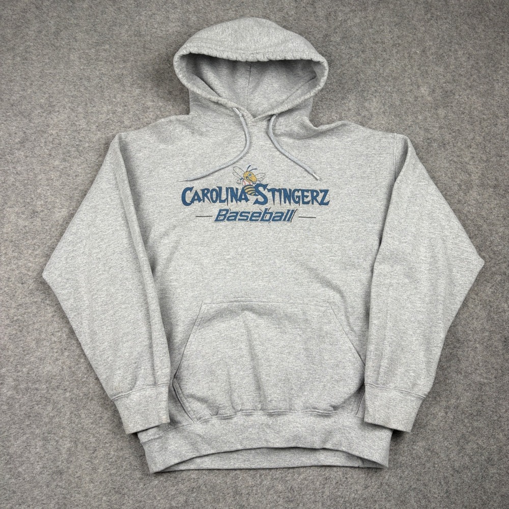 Vintage Y2K Baseball Carolina Stingerz Hoodie Mens Large Heather Grey Graphic